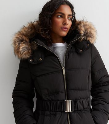 New look black puffer jacket with hood sale