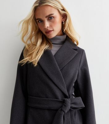 Grey belted clearance coat uk