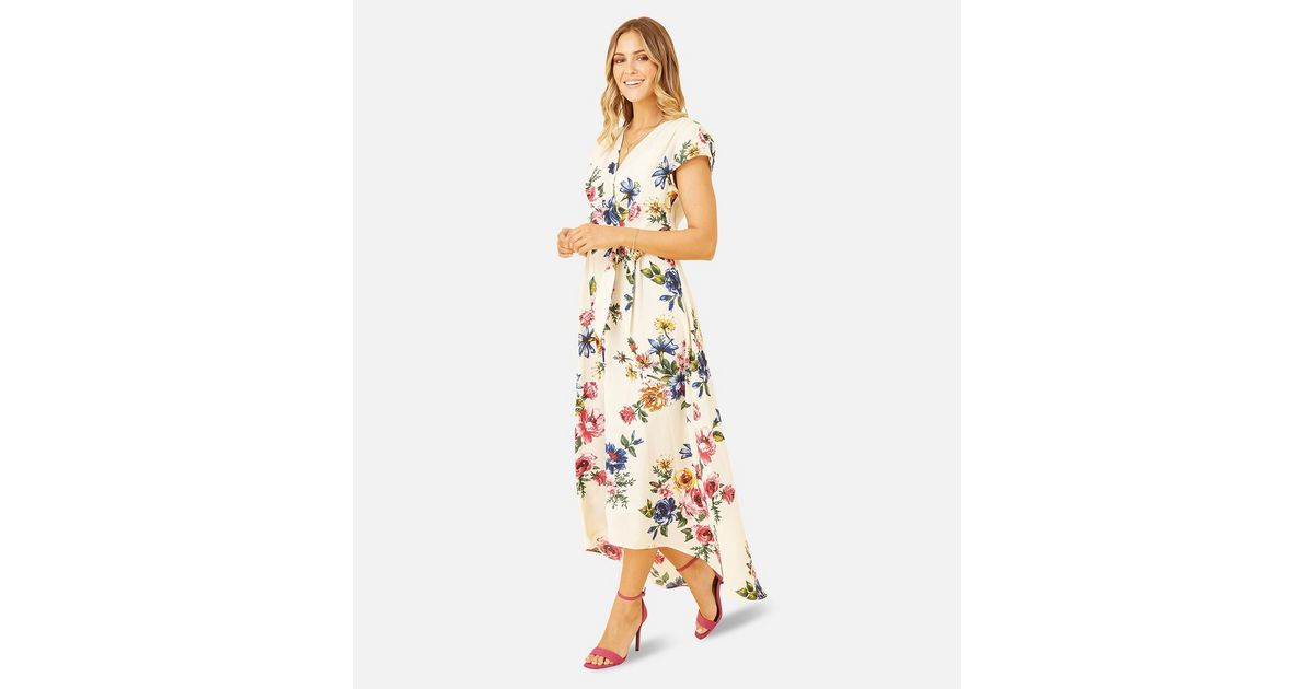 Mela Off White Floral Midaxi Wrap Dress | New Look