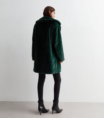 New look green store fur coat