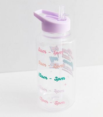 Lilac Running Away Logo 1L Water Bottle New Look