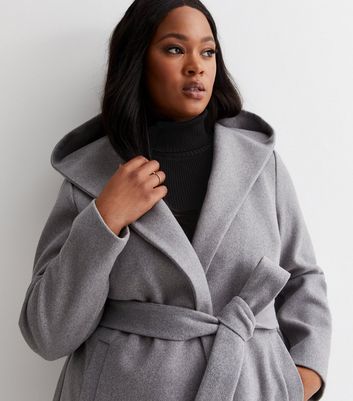 Grey wool sale belted coat