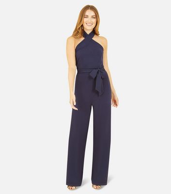 Navy best sale halterneck jumpsuit