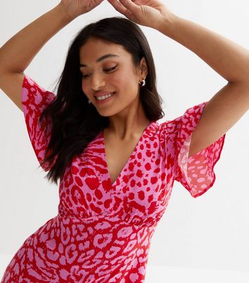 Pink and red leopard print dress best sale