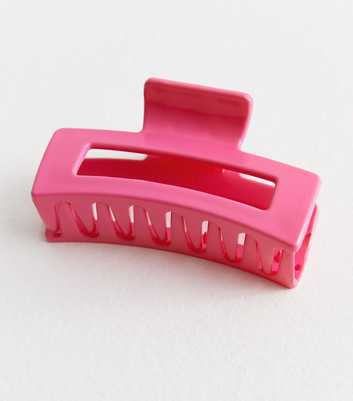 Bright Pink Rectangle Bulldog Claw Clip