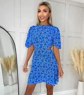 AX Paris Blue Floral Cut Out Mini Dress