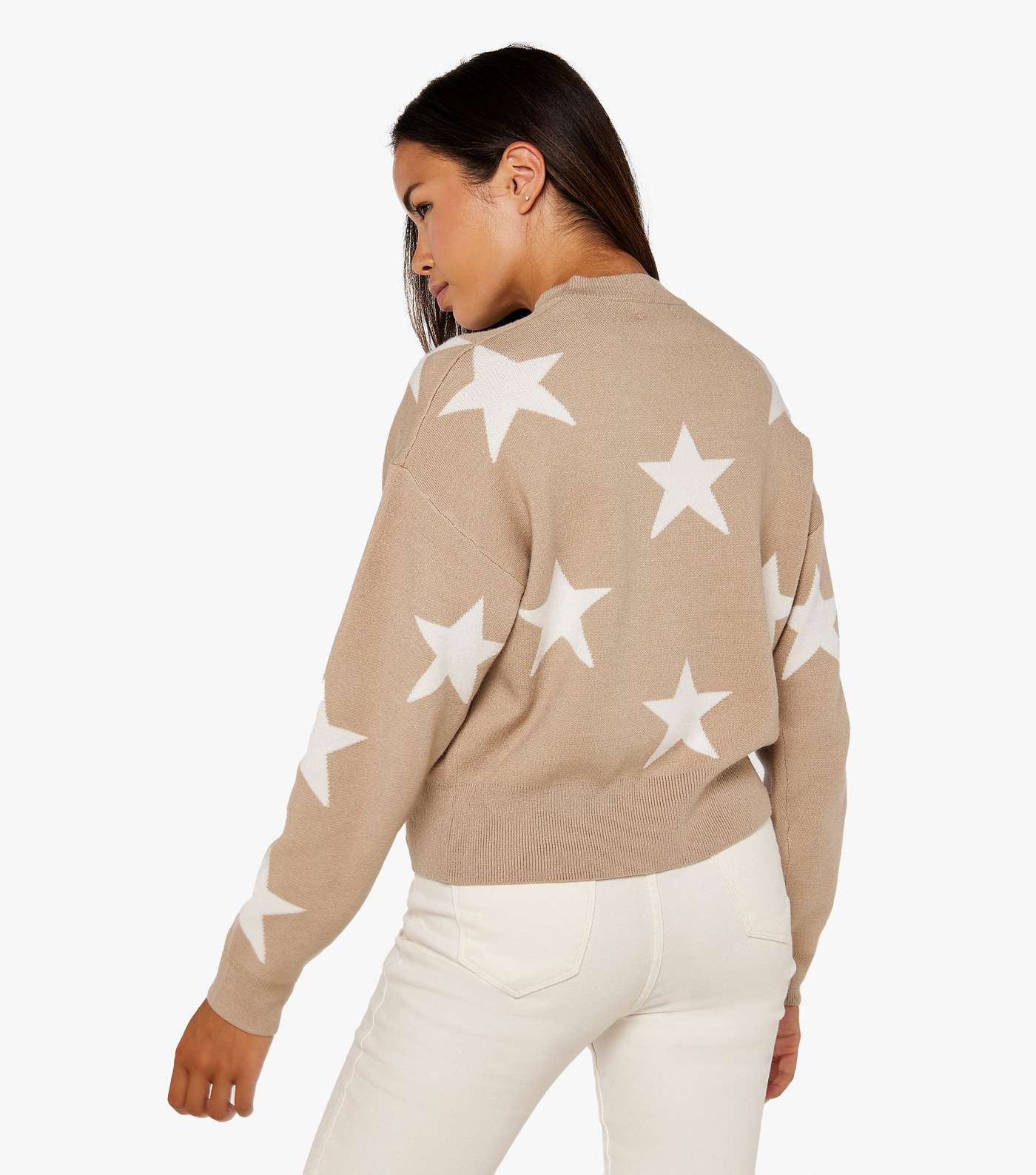 Apricot Stone Star Knit Crew Neck Long Sleeve Jumper Image 3