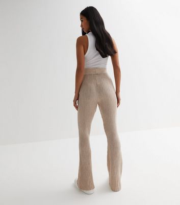 Grey Ribbed Flared Trousers – AX Paris