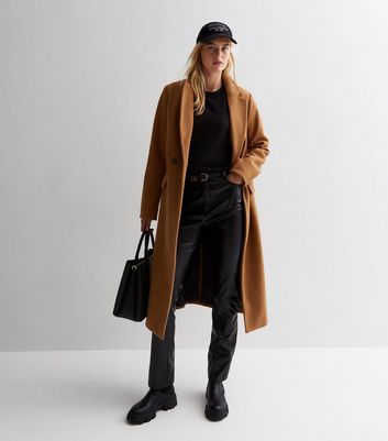 Tall Tan Longline Formal Coat New Look