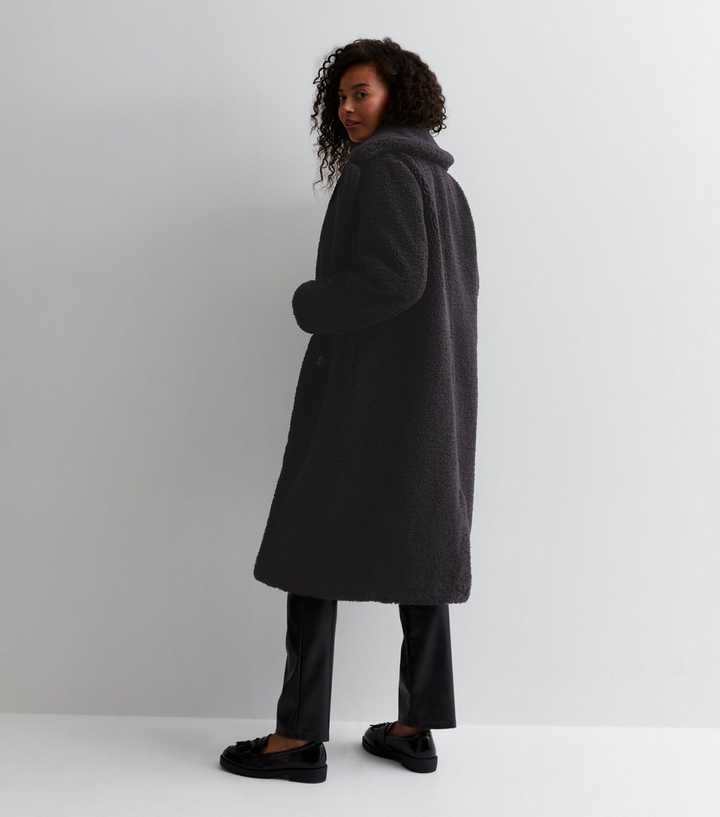 Black Longline Teddy Coat - Gini London | SilkFred US