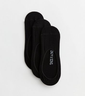 Only & Sons 3 Pack Black Invisible Liner Socks