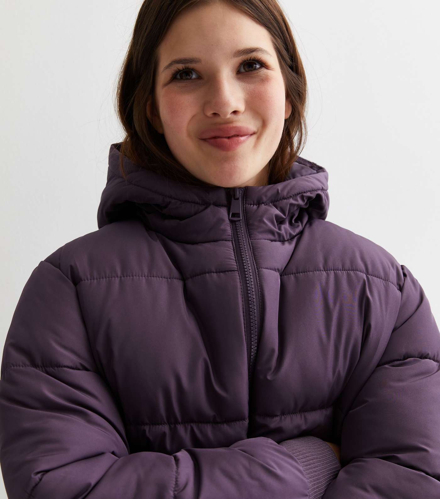 Purple puffer jacket with hood Outlet