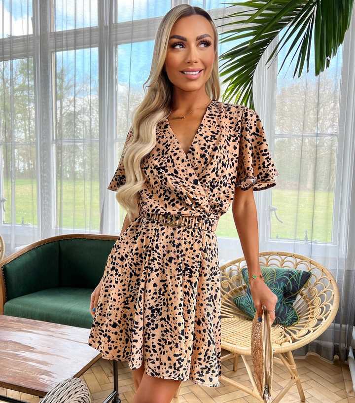 ax paris leopard print wrap dress