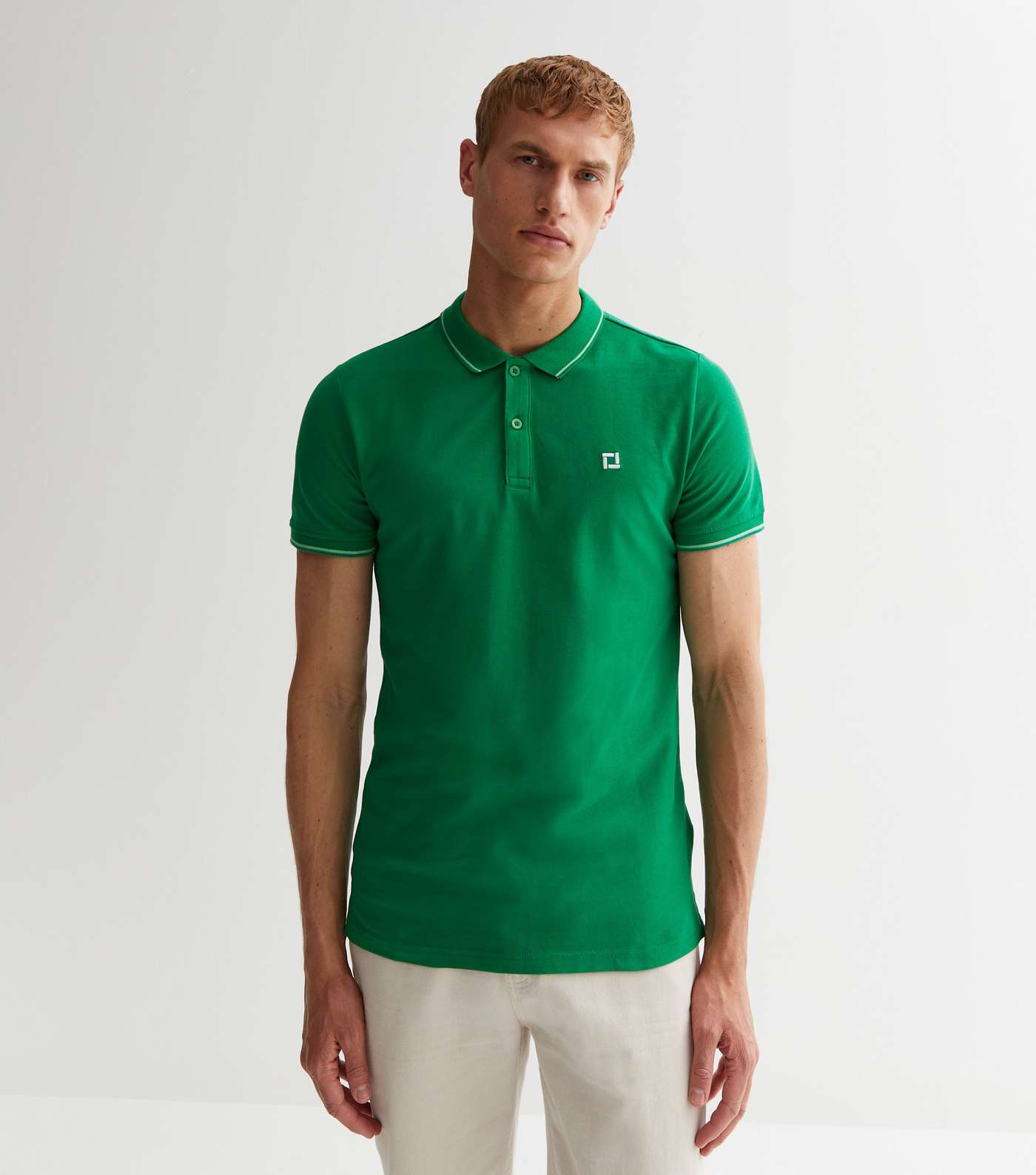 Only & Sons Green Slim Short Sleeve Polo Shirt Image 2