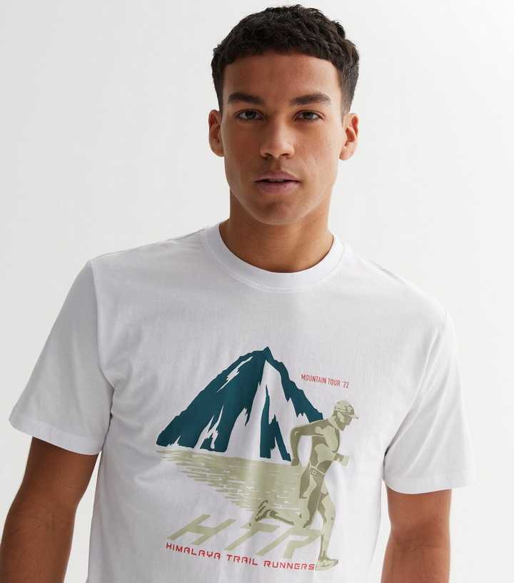 White Himalayan Mountain Oversized Back Printed T-Shirt