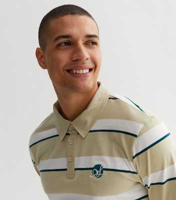 Only & Sons Stone Stripe Logo Long Sleeve Polo Shirt