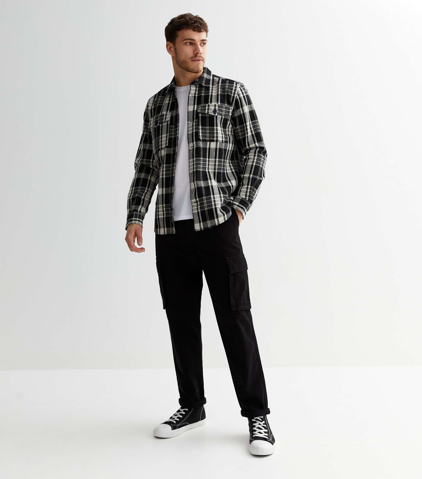 Only & Sons Black Check Long Sleeve Overshirt Image 2