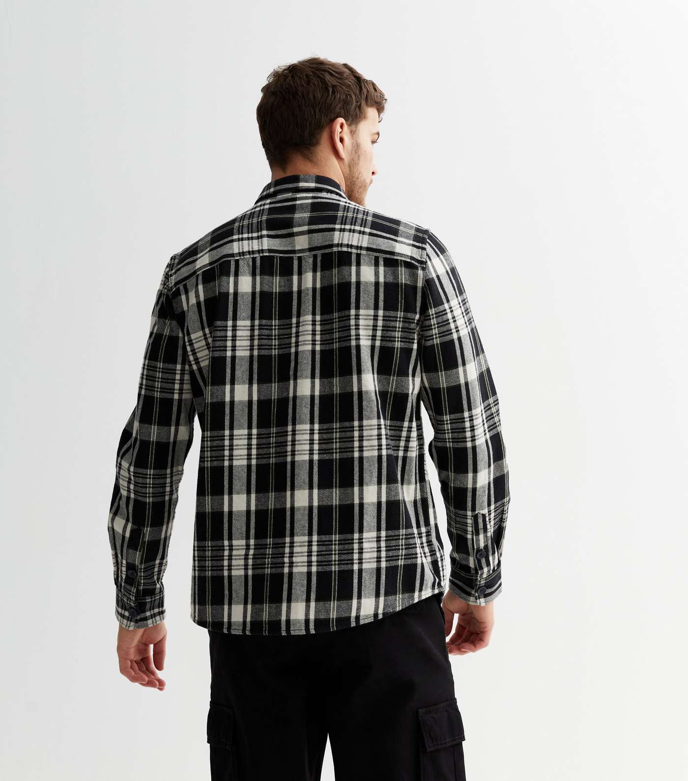 Only & Sons Black Check Long Sleeve Overshirt Image 4