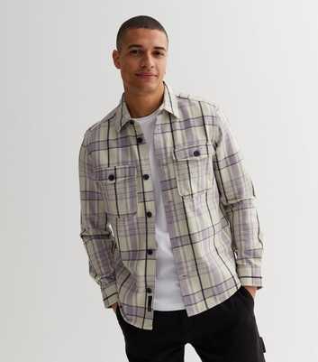 Only & Sons Lilac Check Long Sleeve Overshirt