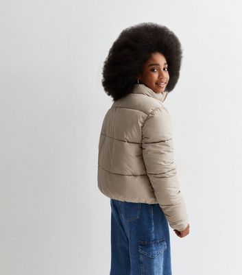 Stone cropped puffer on sale jacket