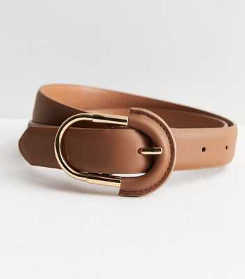 Tan Oval Buckle Belt