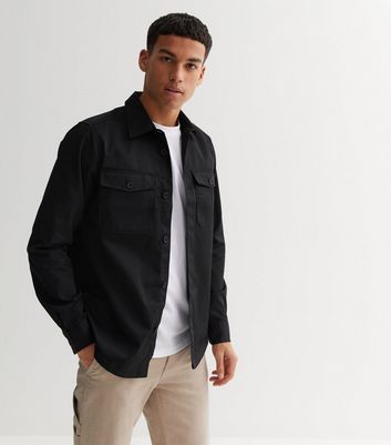 Only & Sons Black Twill Collared Overshirt