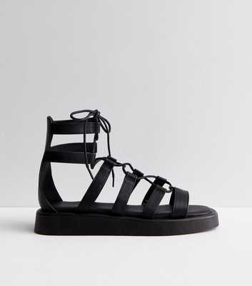Black Flatform Gladiator Sandals