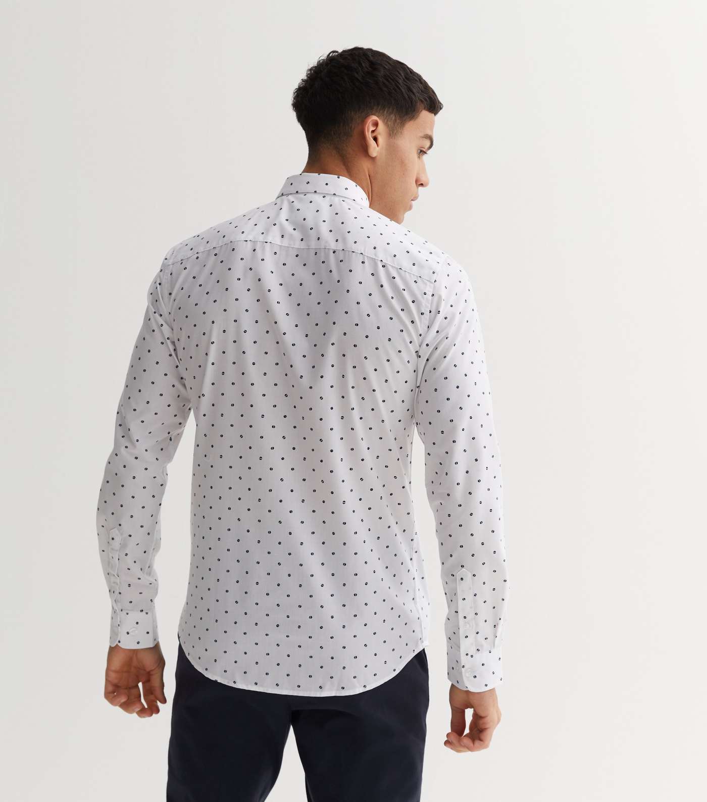 Only & Sons White Circle Print Poplin Long Sleeve Shirt Image 4