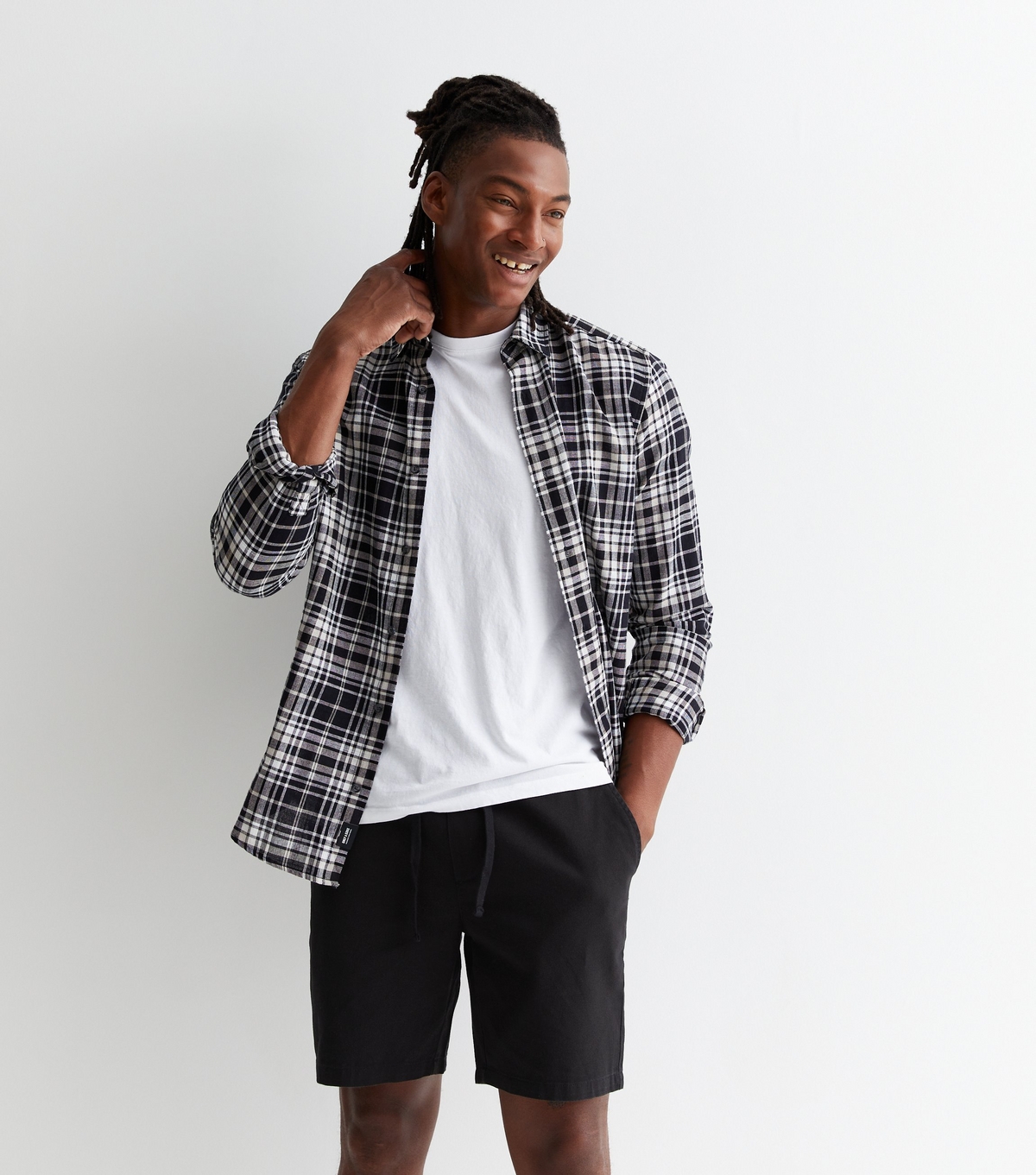 Men's Black Cotton Shorts Only and Sons New Look