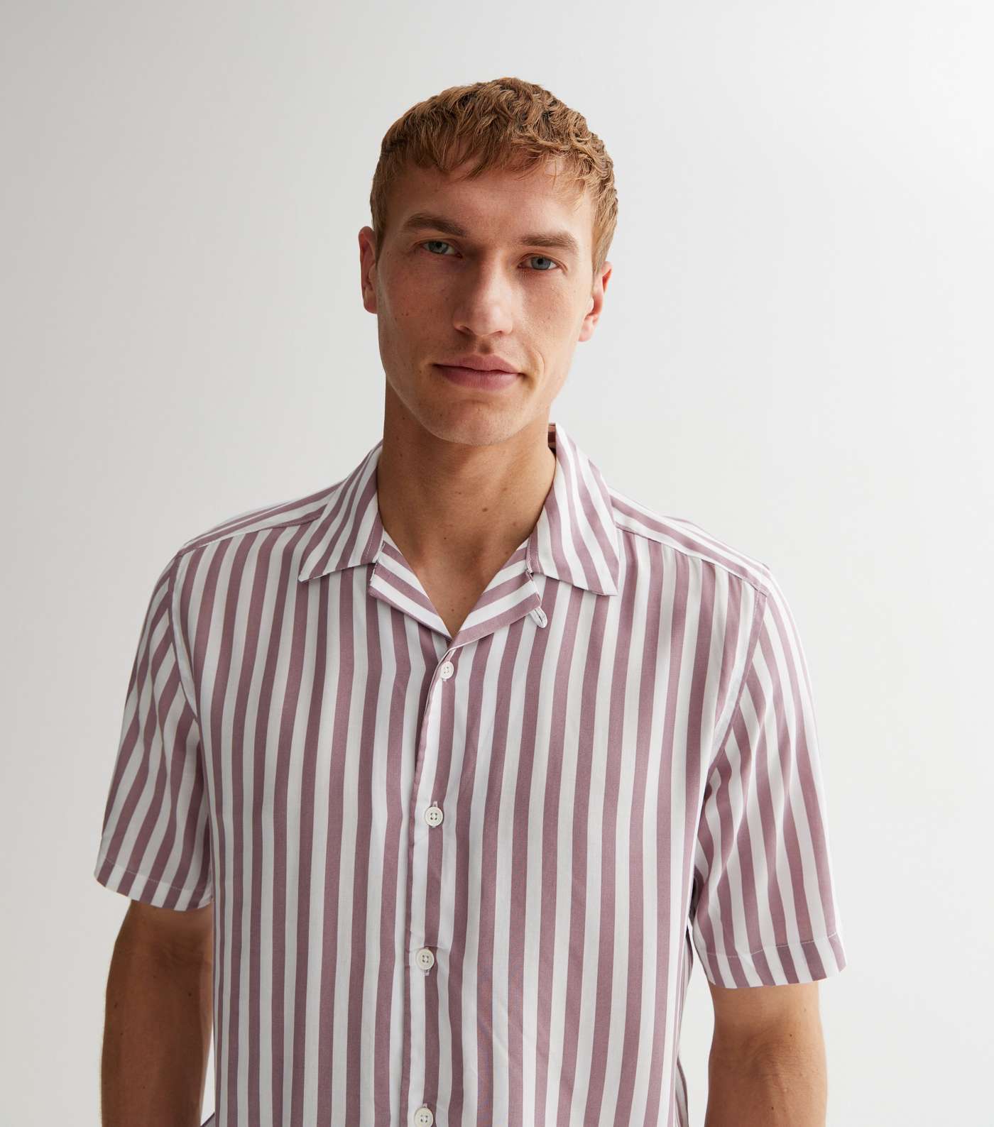 Only & Sons Lilac Stripe Short Sleeve Shirt Image 2