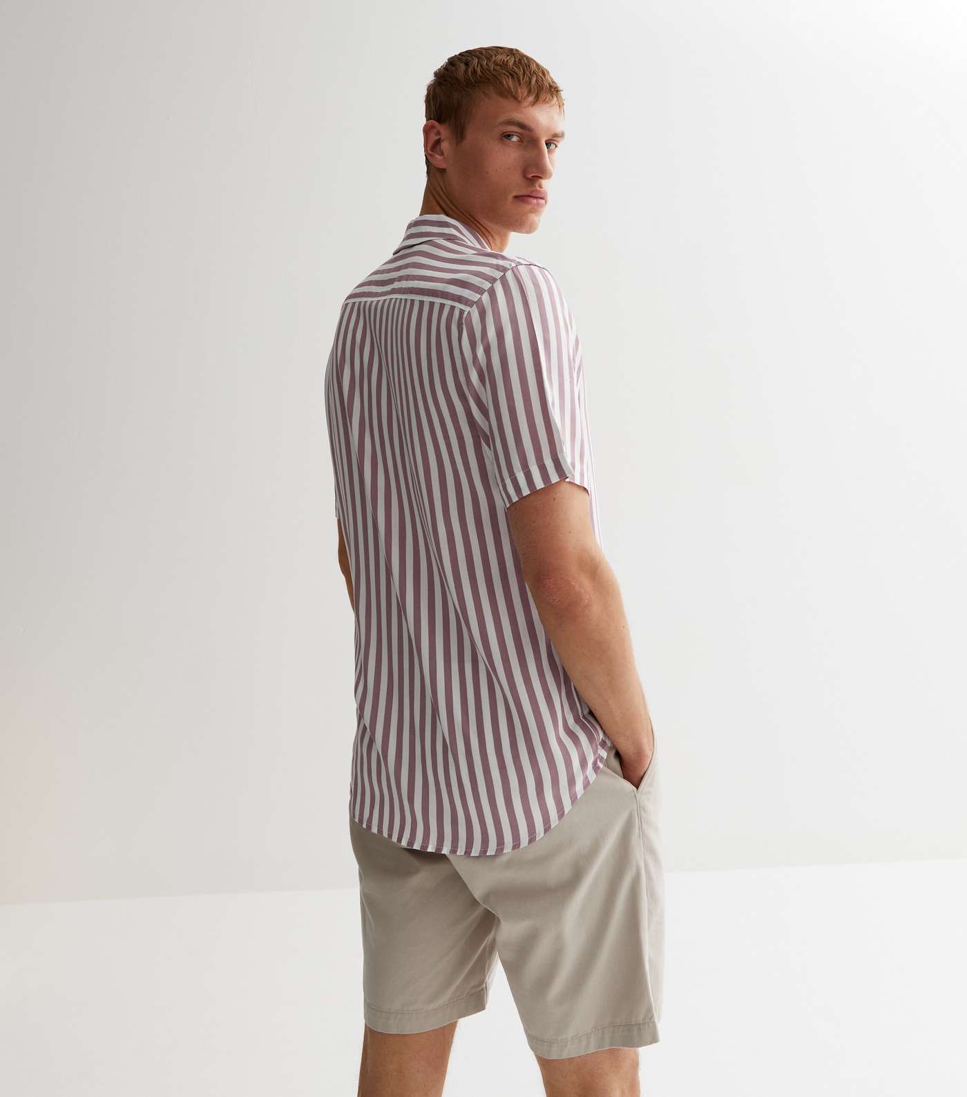 Only & Sons Lilac Stripe Short Sleeve Shirt Image 4