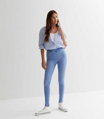 New Look Khaki Coated Leather-Look Mid Rise Lift & Shape Emilee Jeggings -  ShopStyle Skinny Jeans