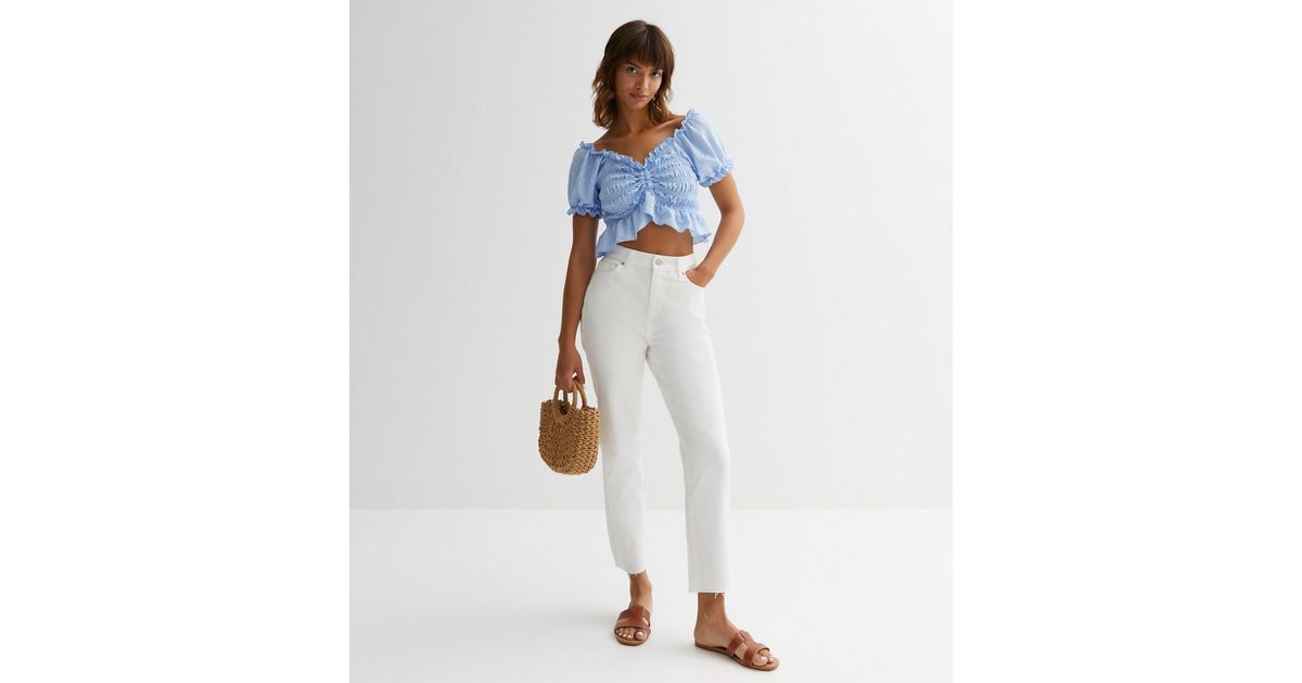 Hannah High Rise Ankle Jeans in White