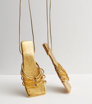 Flat gold shop strappy sandals