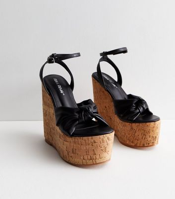 Black cork heels best sale