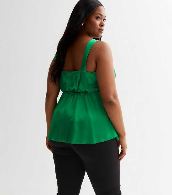 Strappy Satin Tank Top, green