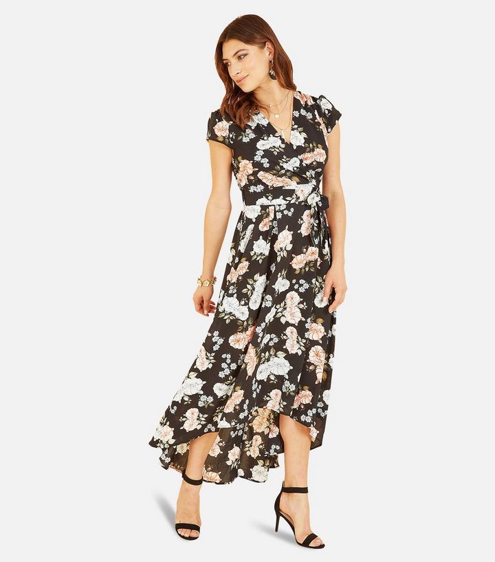 newlook.com | Floral Dip Hem Midi Wrap Dress