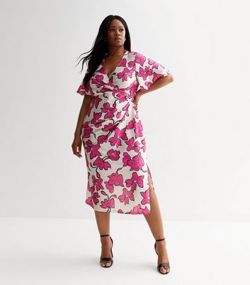 Plus size 2024 pink midi dress