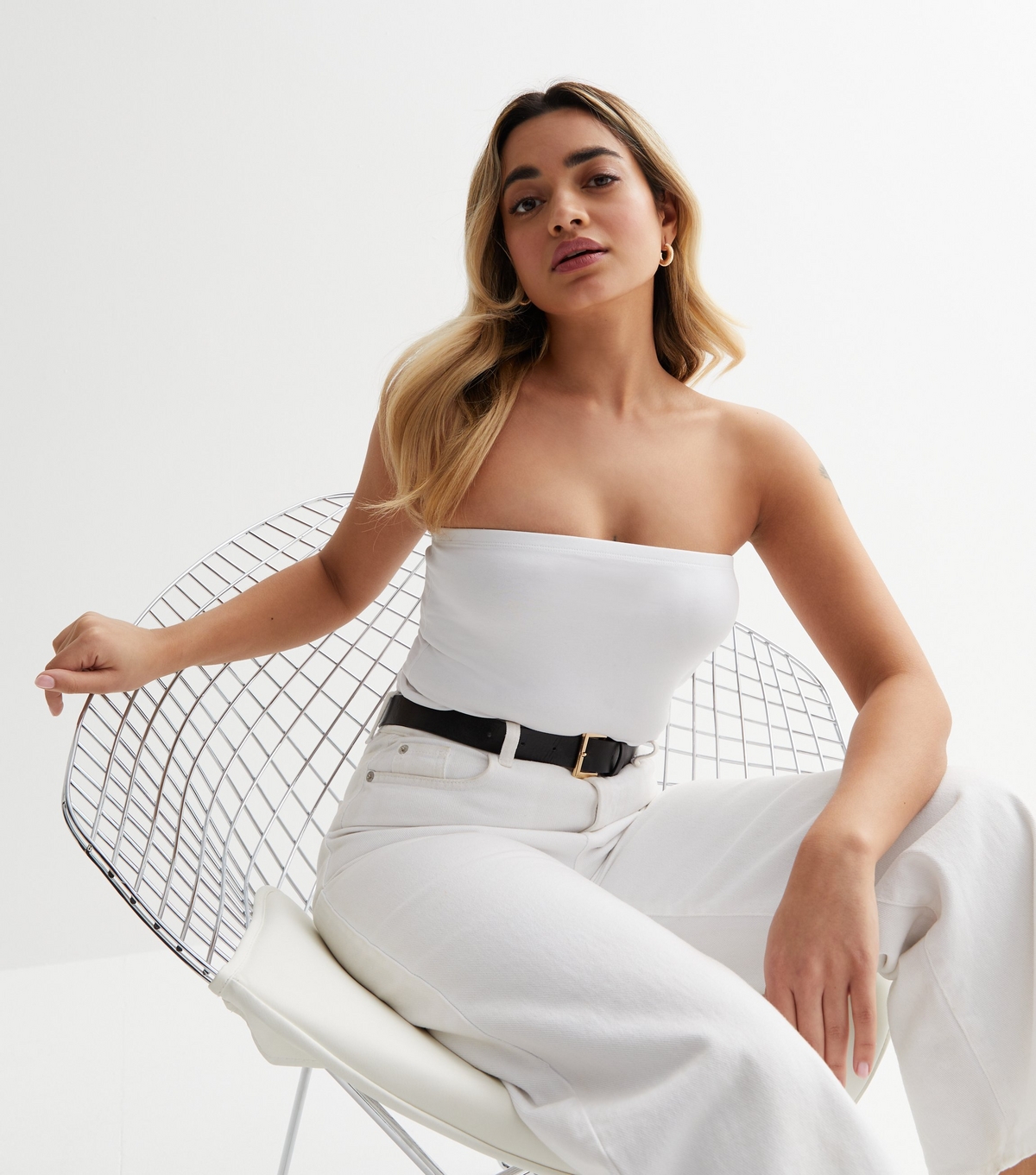Women's Petite White Jersey Bandeau Top New Look