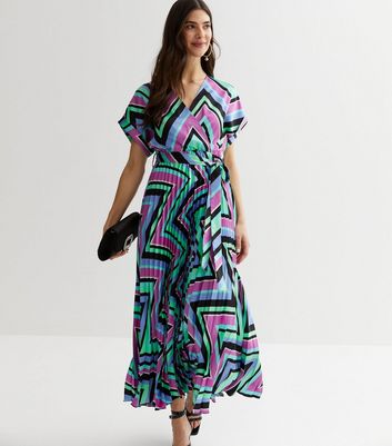 Chevron pleated sales midi dress