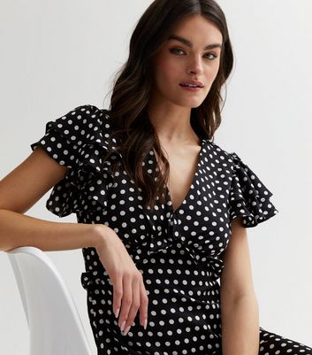 Black and white discount polka dot frill dress