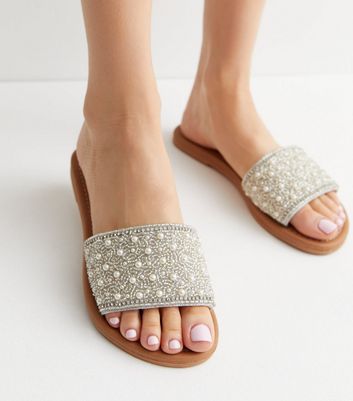 Silver clearance glitter sliders