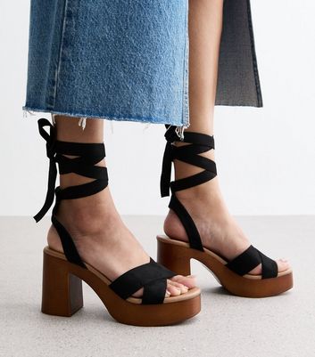 Lace up platform hot sale sandals black