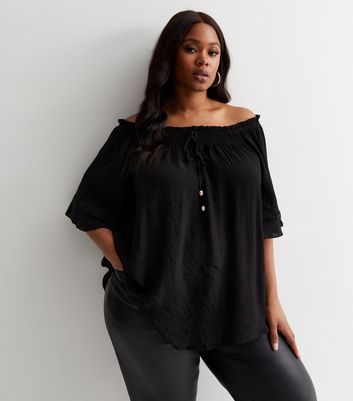 Black plus sale size bardot top