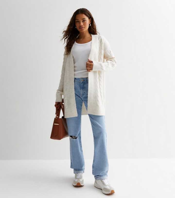 Cream Cable Knit Longline Cardigan