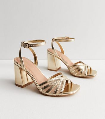 Metallic block best sale heel shoes