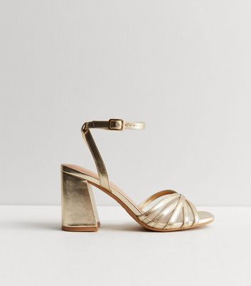 Gold 2 inch sales block heels