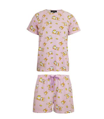 Loungeable Pink Short Pyjama Set with Corgi Print New Look