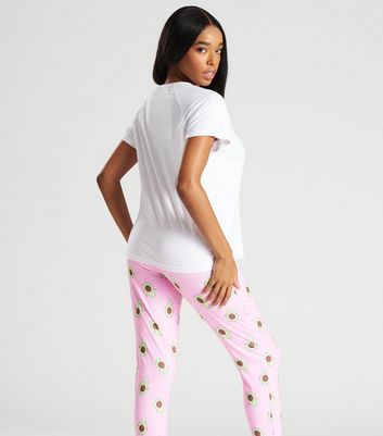 Loungeable Pink Legging Pyjama Set with Avocado Print New Look