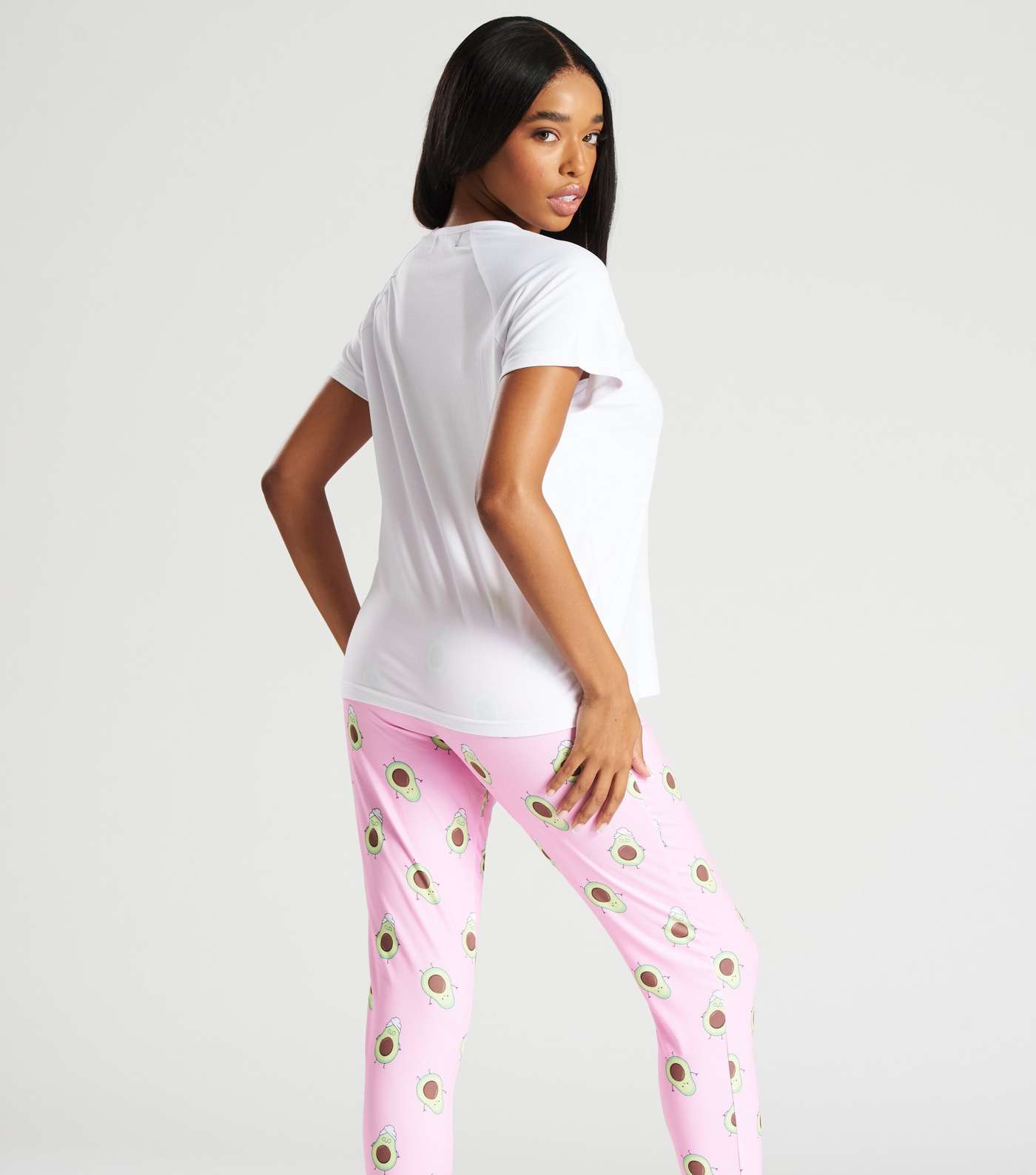 Loungeable Pink Legging Pyjama Set with Avocado Print Image 4
